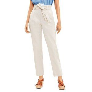 Loft‎ Womens High-Waisted Khaki Tie-Waist Tapered Pants Cotton Blend Size 0P